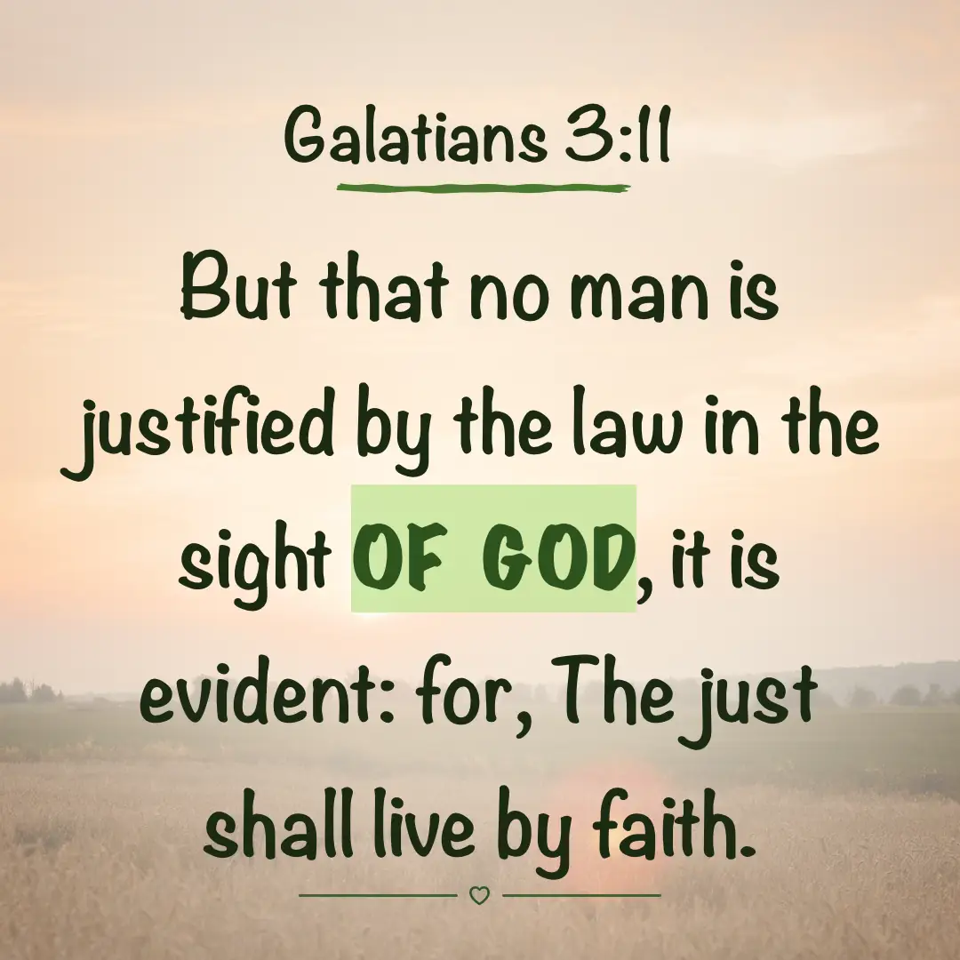 Galatians 3:11. But that no man is justified by the law in the sight of God, it is evident: for, The just shall live by faith.
